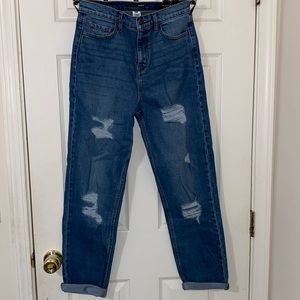 Fashion Nova Women’s I Got it From My Mama Distressed Jeans Medium Blue Wash NWT